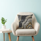 Zwart Wit Gouden Agaat Naam Trouwdatum Keepsake Kussen (Stoel)