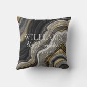 Zwart Wit Gouden Agaat Naam Trouwdatum Keepsake Kussen (Achterkant)