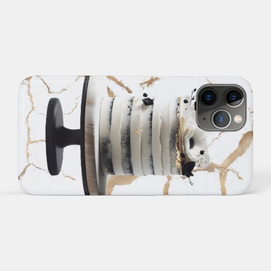 Zwart & wit gouden bloem bruidstaart Case-Mate iPhone case (Achterkant (horizontaal))