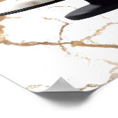 Zwart & wit gouden bloemencake bruidsdouche  poster (Hoek)