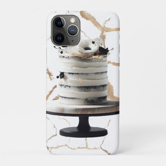 Zwart & wit gouden bloemencake bruidsontvangst  Case-Mate iPhone case (Achterkant)