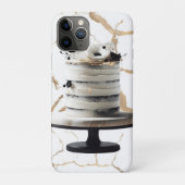 Zwart & wit gouden bloemig meerlagige bruidstaart  Case-Mate iPhone case (Achterkant)