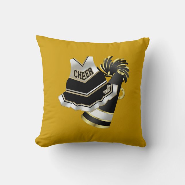Zwart-Wit-Gouden Cheerleader Kussen (Voorkant)