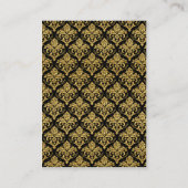 Zwart, Wit, Gouden Damast Receptie Enclosure Kaart (Achterkant)