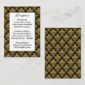 Zwart, Wit, Gouden Damast Receptie Enclosure Kaart (Voorkant / Achterkant)