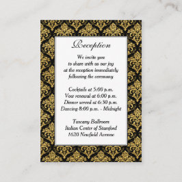 Zwart, Wit, Gouden Damast Receptie Enclosure Kaart