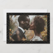 Zwart & Wit | Gouden Deco Lijnen Save The Date Aankondiging (Achterkant)