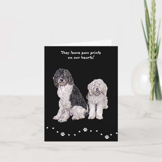 Zwart & Wit Gouden Doodle Pet Sympathy Card Feestdagen Kaart (Voorkant)