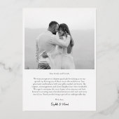 Zwart-wit gouden folie bruiloft dank u kaart (Achterkant)