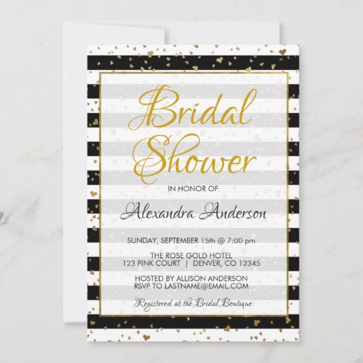 Zwart-wit gouden folie harten Vrijgezellenfeest Kaart (Voorkant)