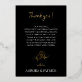 Zwart Wit Gouden Folie Trouwfoto Dank u kaart (Achterkant)