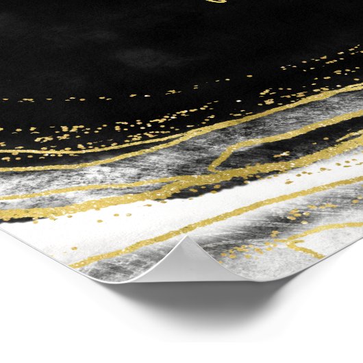 Zwart Wit & Gouden Geode 'In Loving Memory' Teken Poster (Hoek)