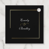 Zwart Wit Gouden Kader Elegante bruiloft Dank u Bedankjes Labels (Achterkant)