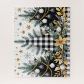 Zwart/Wit/Gouden Kerstbomen Legpuzzel (Verticaal)