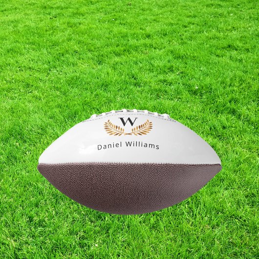 Zwart wit gouden lauwerkrans monogram american football