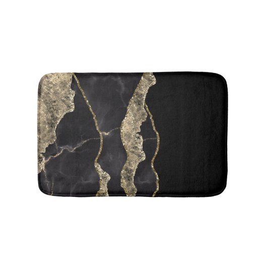 Zwart-wit gouden marmer Modern Elegant Badmat (Voorkant)