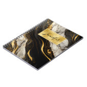 Zwart-wit gouden marmer Modern Elegant Notitieboek (Linkerzijde)