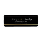 Zwart Wit Gouden Rand Elegante Script Typografie Etiket (Voorkant)