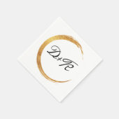 Zwart Wit Gouden Ring Monogram Initialen Naam Servet (Hoek)