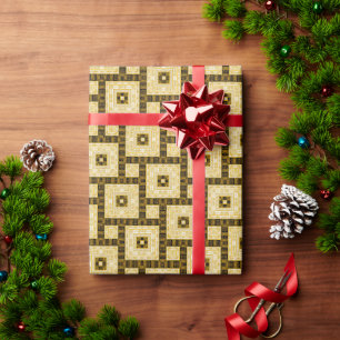 Zwart, wit & gouden sierlijk geometrisch patroon cadeaupapier