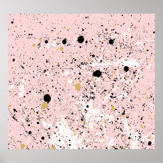 Zwart, wit, gouden stippen, abstract poster (Voorkant)