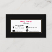 zwart wit gouden strepen Floral visitekaartje (Achterkant)