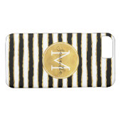 Zwart wit gouden strips monogram Case-Mate iPhone case (Achterkant (Horizontaal))