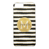 Zwart wit gouden strips monogram Case-Mate iPhone case (Achterkant)