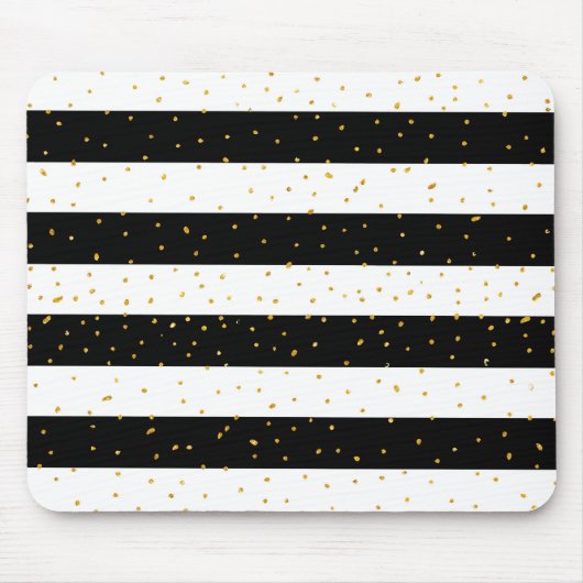 Zwart wit goudhoudende neusvlekken met polka-stipp muismat (Voorkant)