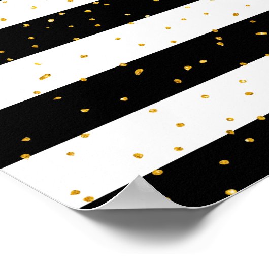 Zwart wit goudhoudende neusvlekken met polka-stipp poster (Hoek)