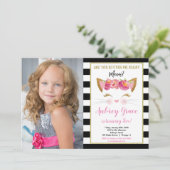 Zwart wit goudkitten katteverjaardagsfoto kaart (Staand voorkant)