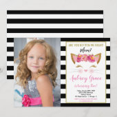 Zwart wit goudkitten katteverjaardagsfoto kaart (Voorkant / Achterkant)