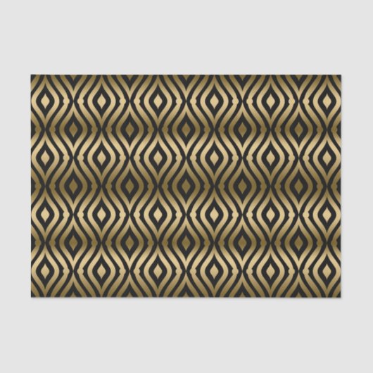 Zwart-wit goudmetrisch Quatrefoliepatroon Tissuepapier (Voorkant)