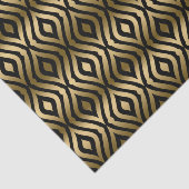 Zwart-wit goudmetrisch Quatrefoliepatroon Tissuepapier (Detail)