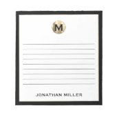 Zwart wit goudmonogram notitieblok (Voorkant)