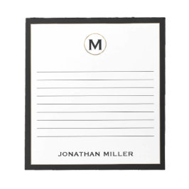 Zwart wit goudmonogram notitieblok