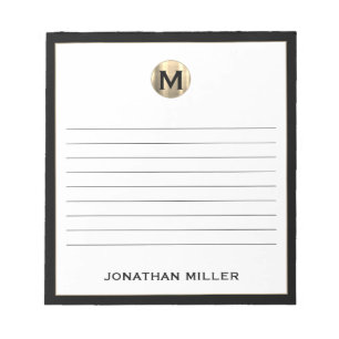 Zwart wit goudmonogram notitieblok