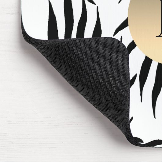 Zwart wit goudmonogram, tropische palmboom muismat (Hoek)