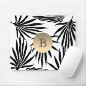 Zwart wit goudmonogram, tropische palmboom muismat (Met muis)