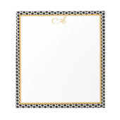 Zwart wit goudpolka punt Monogram naam Blocnote (Voorkant)