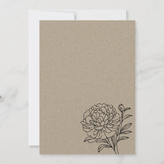 Zwart-wit goudsbloem bloemenschets bruiloft kaart (Achterkant)