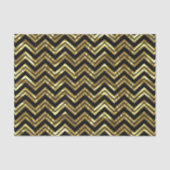 Zwart-wit goudzigzag Chevron Geometric Pattern Tissuepapier (Voorkant)