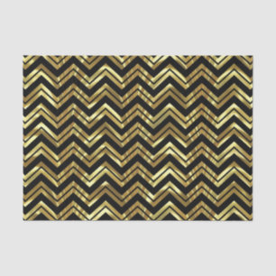 Zwart-wit goudzigzag Chevron Geometric Pattern Tissuepapier