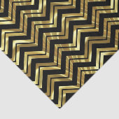 Zwart-wit goudzigzag Chevron Geometric Pattern Tissuepapier (Detail)