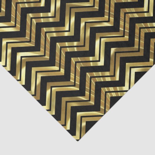 Zwart-wit goudzigzag Chevron Geometric Pattern Tissuepapier (Detail)