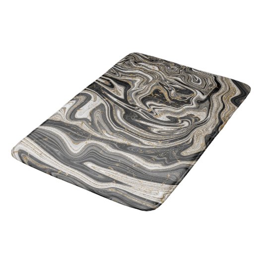 Zwart wit & goudzwart, modern Abstract Badmat (Gekanteld)