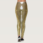 Zwart wit & goudzwart, modern Abstract Leggings (Achterkant)