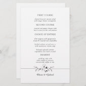 Zwart-wit. Graceful Botanical bruiloft menu (Voorkant / Achterkant)