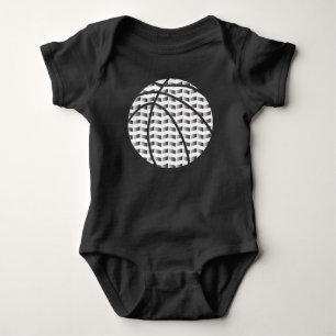 Zwart-wit Gradient Basketbal Baby Bodysuit