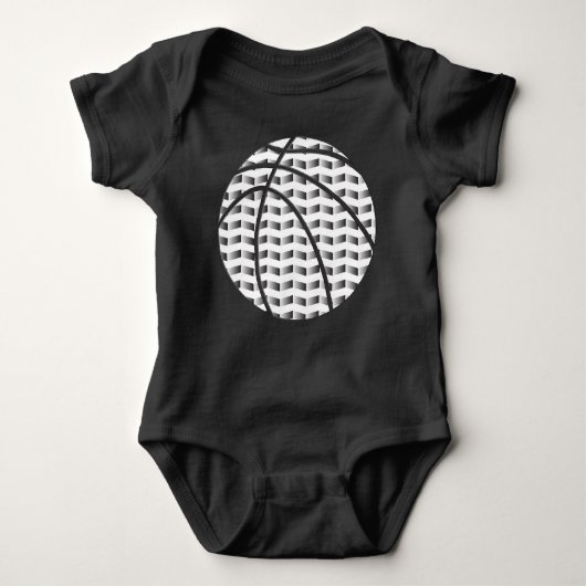 Zwart-wit Gradient Basketbal Baby Bodysuit (Voorkant)